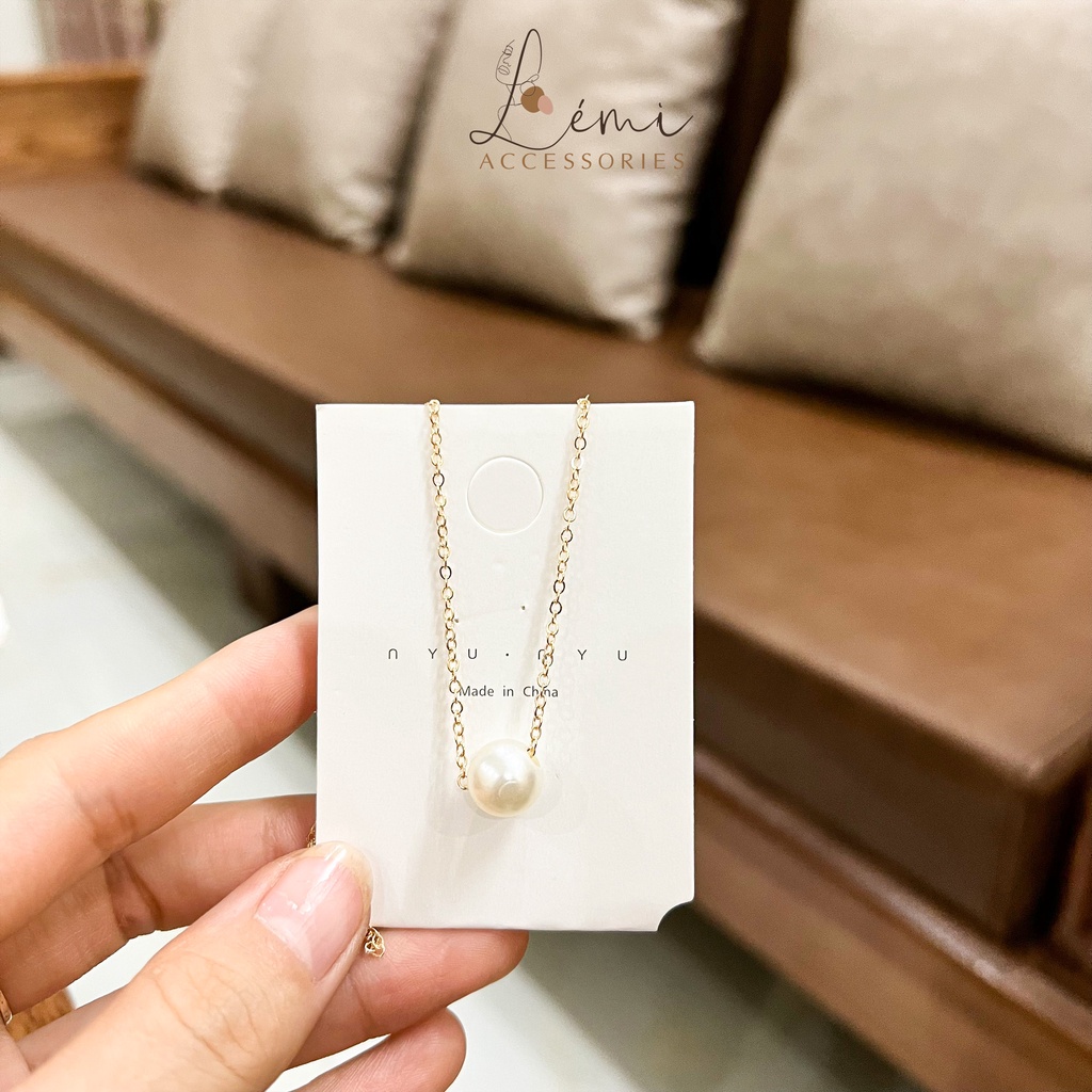 Vòng cổ nữ hạt ngọc trai nhân tạo đơn giản dễ phối đồ thời trang Hàn Quốc Lémi accessories