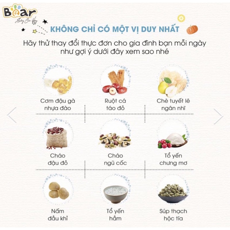 (Bảo Hành Chính Hãng)Nồi Nấu Cháo Bear Cho Bé, Nồi Hầm Xương Tiện Dụng - 0,8L- Cửa tiệm dưa hấu