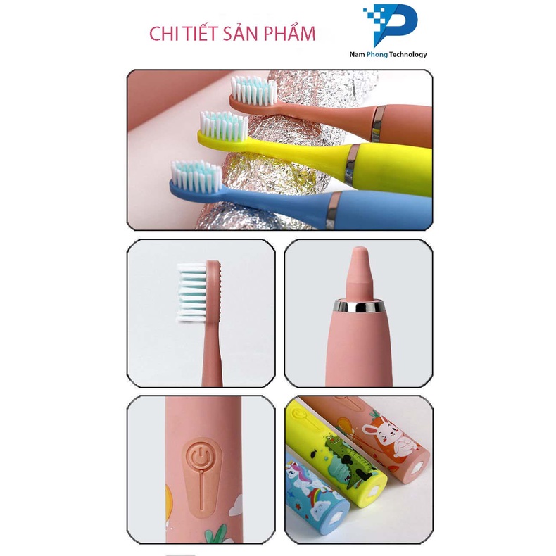 Bàn Chải Đánh Răng Điện Cho Bé DHA 4 Chế Độ Tự Động Đánh Răng, Tặng Kèm 6 Đầu Bàn Chải - NAMPHONG TECHNOLOGY
