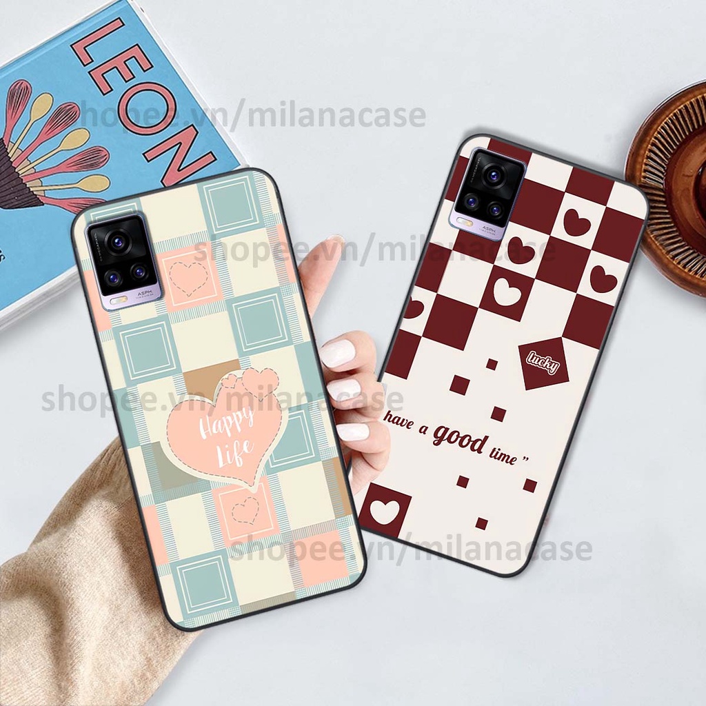Ốp Vivo V20 caro họa tiết nhiều màu sắc siêu đẹp thời trang cá tính