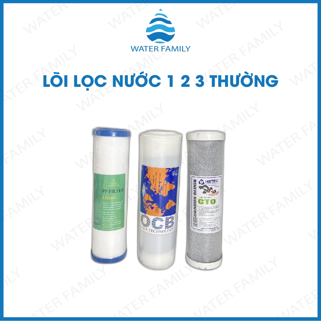 Bộ 3 lõi lọc nước 1,2,3 Chính hãng, sử dụng tất cả máy lọc nước Kangaroo, Karofi, Sunhouse, AquA chính hãng