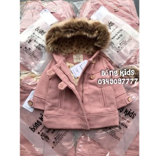 Áo Khoác Dạ Bé Gái Cài Khuy Gỗ Hồng