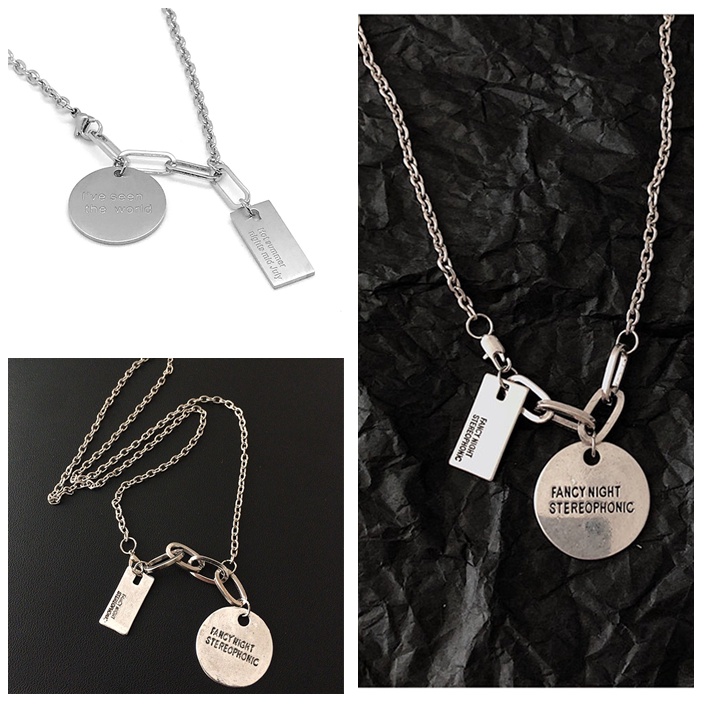 Vòng cổ Mặt Tròn In Chữ Thời Trang Dành Cho Nam Và Nữ