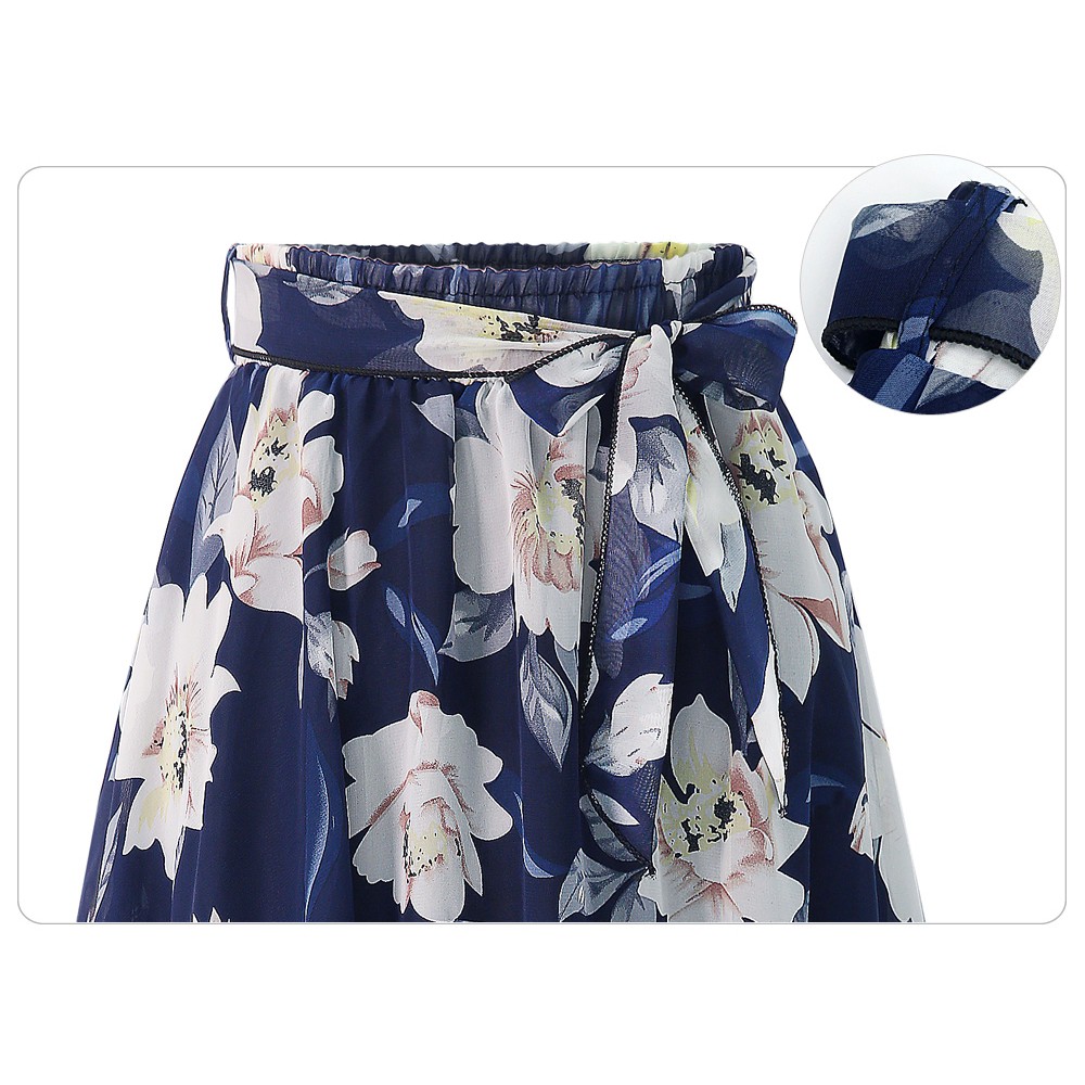 Chân váy midi lưng cao chất Chiffon hoạ tiết hoa nữ tính | BigBuy360 - bigbuy360.vn