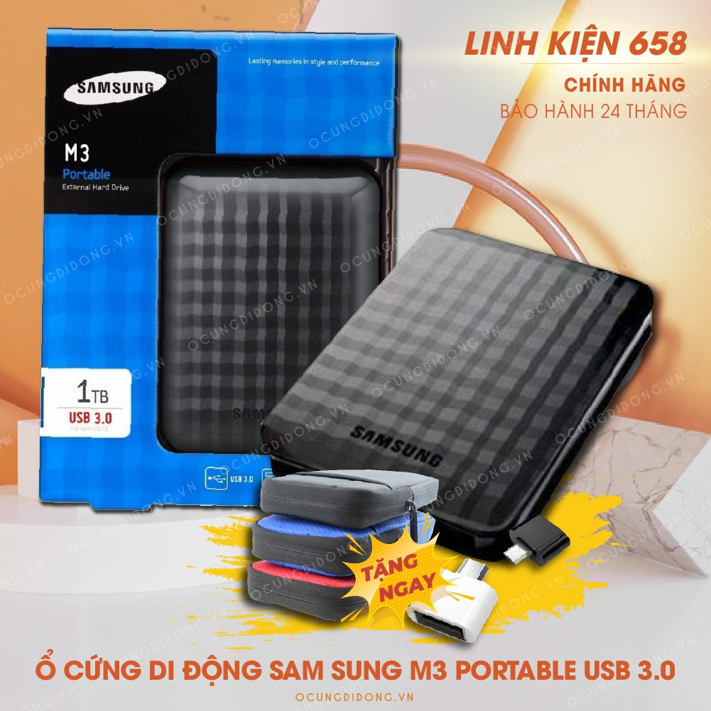 Ổ cứng  Samsung M3 Portable 1TB USB 3.0 - tặng kèm bộ đôi đầu chuyển OTG MICRO USB-TYPE Bảo hành 24 tháng | WebRaoVat - webraovat.net.vn