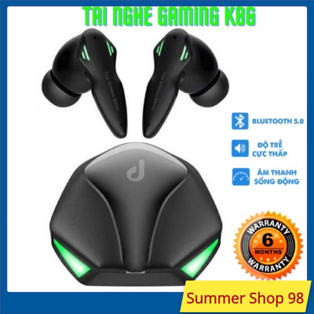 Tai nghe bluetooth chính hãng K86, tai gaming, không độ trễ, thời lượng pin cao, có mic đàm thoại. BH chính hãng