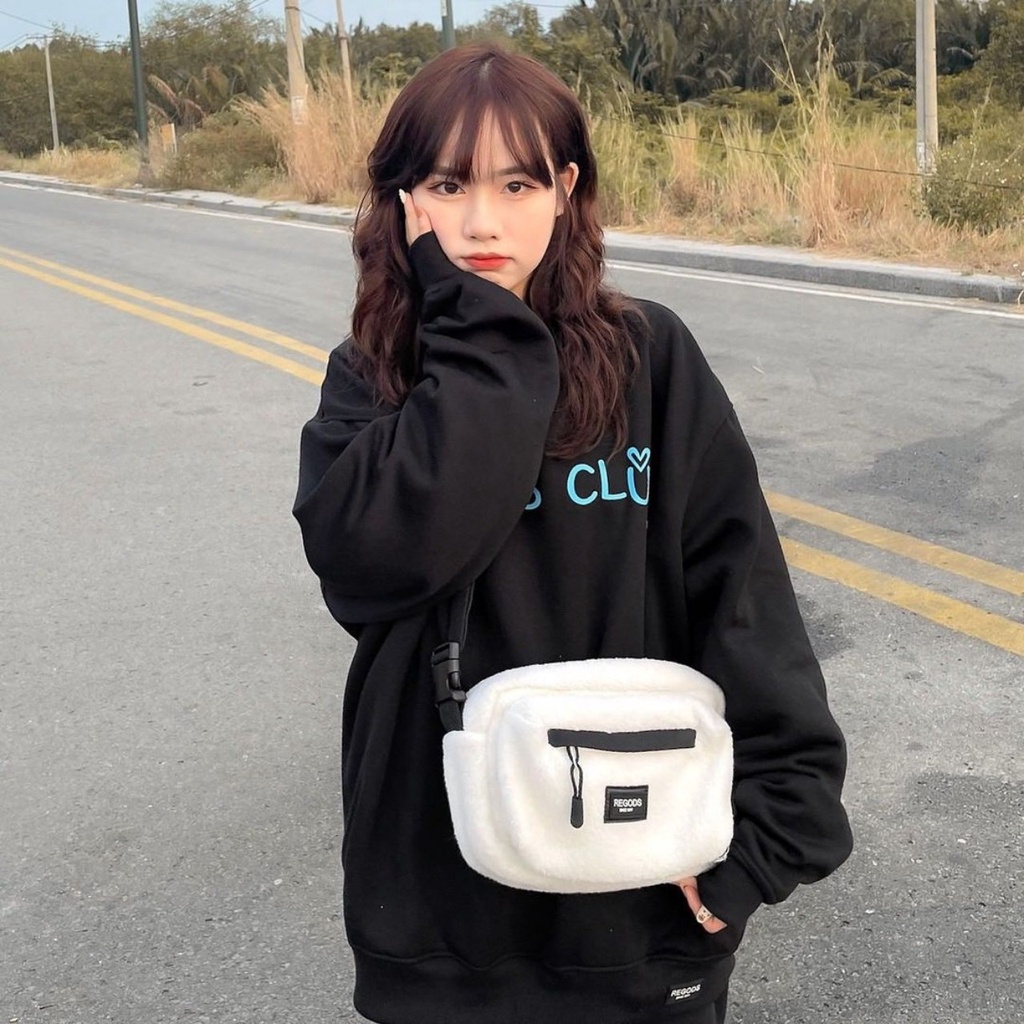 Túi Đeo Chéo RG WINTER Vải Phủ Lông Ulzzang Unisex (Tặng kèm giấy thơm + TAG)