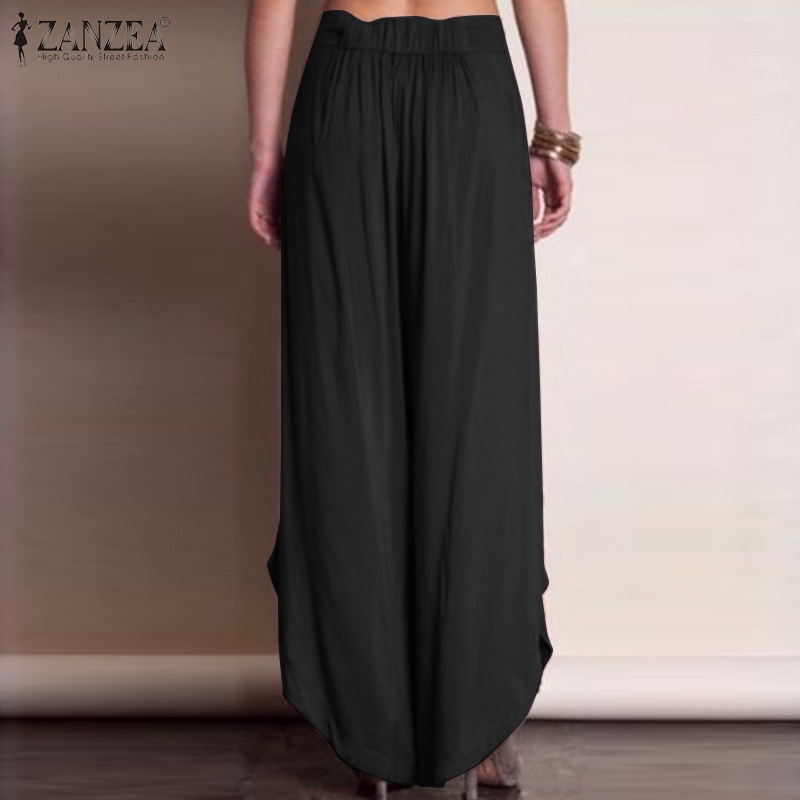 Quần Dài Zanzea Ống Rộng Eo Buộc Dây Kiểu Bất Đối Xứng Phong Cách Sành Điệu Cho Phụ Nữ | BigBuy360 - bigbuy360.vn