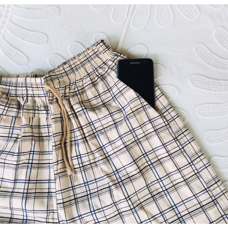 Quần Short Lửng Nam Caro Vải Kaki Cotton Lưng Thun Dây Rút Thời Trang Size Xl-3Xl (60-75kg) - Lucky Girl shop