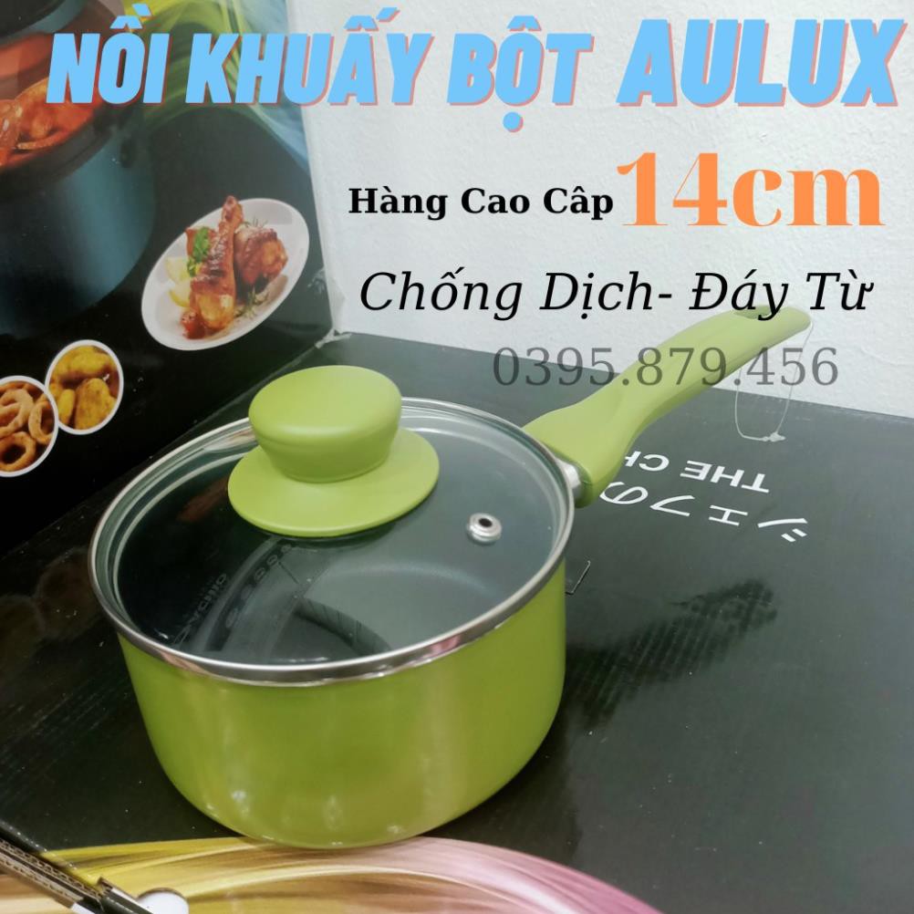 Nồi Quánh Bột, Xoong Nấu Bột Chống Dính Aulux 14cm 16cm - An Toàn, Chất Lượng Cho Bé