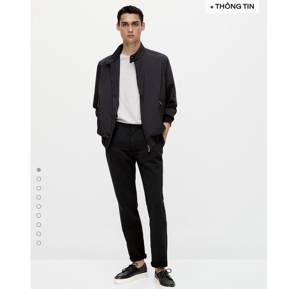 Áo khoác Bomber Dù Nam Massimo Dutti CỔ 2 KHUY lớp túi khóa kéo, tay bo len cao cấp, CÓ TÚI TRONG Và Chống nước hàng xịn