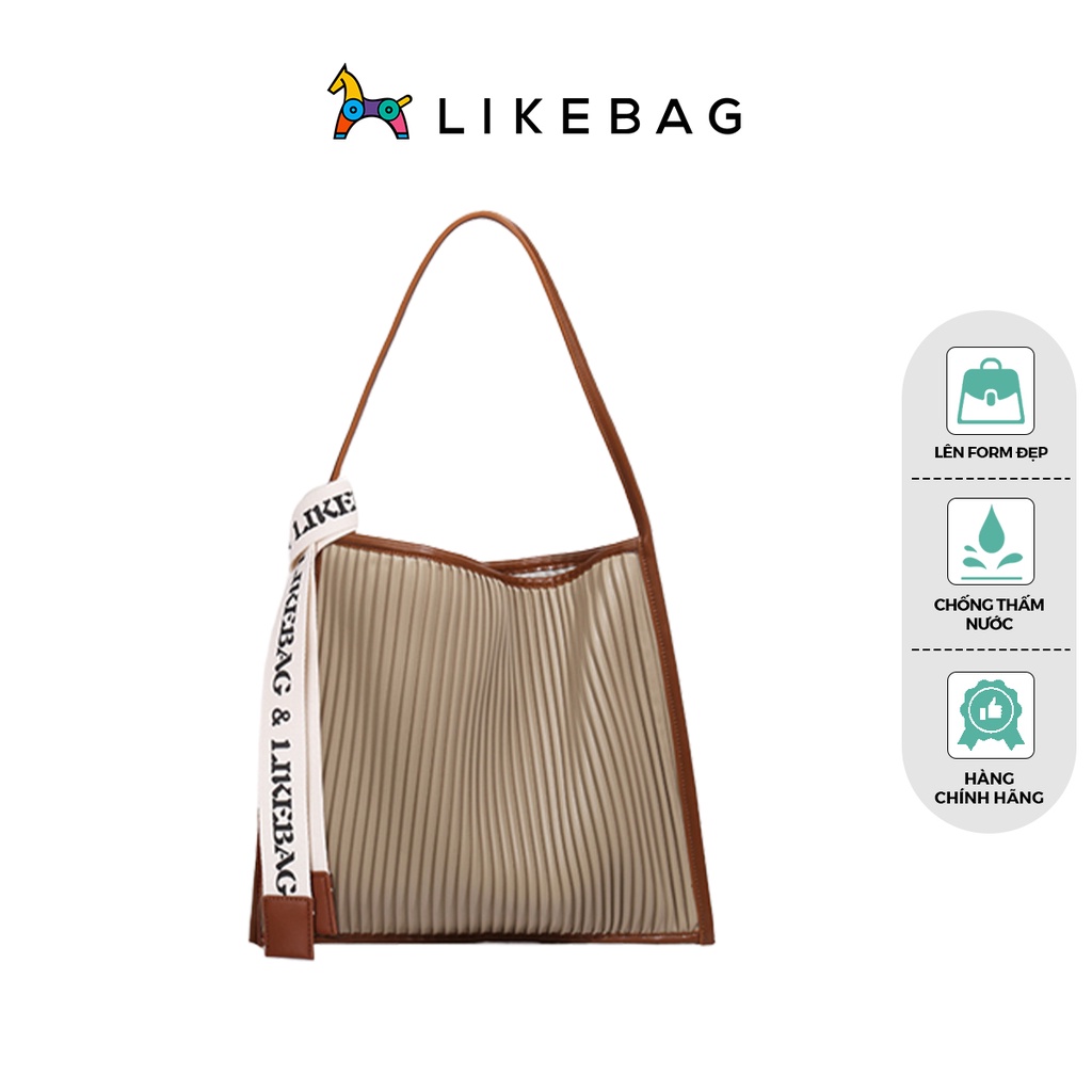 Túi xách nữ đeo vai LIKEBAG kẻ sọc thiết kế co giãn thời trang 219DJ6863 - LIBAGI