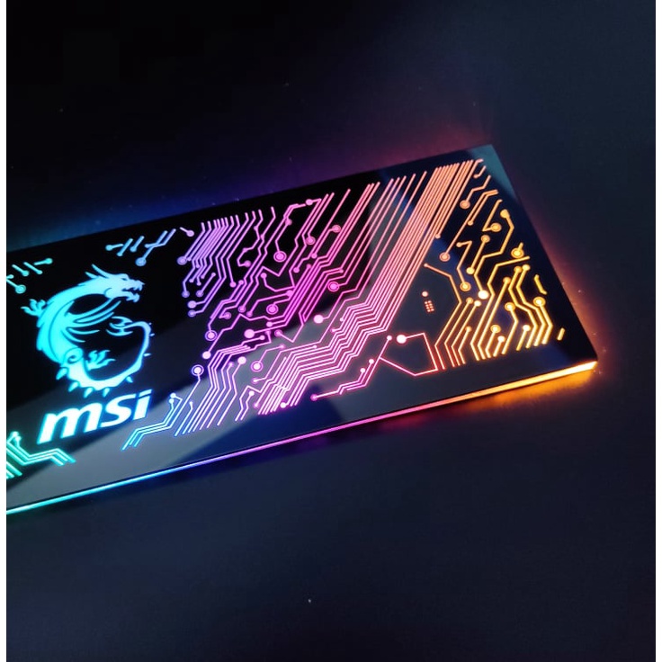 Tấm Che Hộp Nguồn PC Led 5v ARGB Họa Tiết Hình Mạch Điện Vô Cực Logo MSI Đồng Bộ Màu Hub Coolmoon