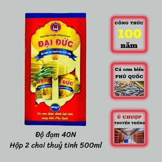 Hộp 2 chai nước mắm chỉ dẫn địa lý phú quốc - đại đức độ đạm 40n - 500ml x 2 chai