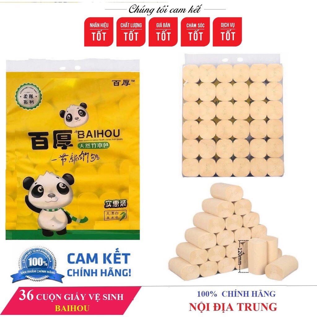 BỊCH 36 CUỘN GIẤY VỆ SINH GẤU TRÚC BAIHOU NỘI ĐỊA TRUNG 100% CHÍNH HÃNG 2.9 KG