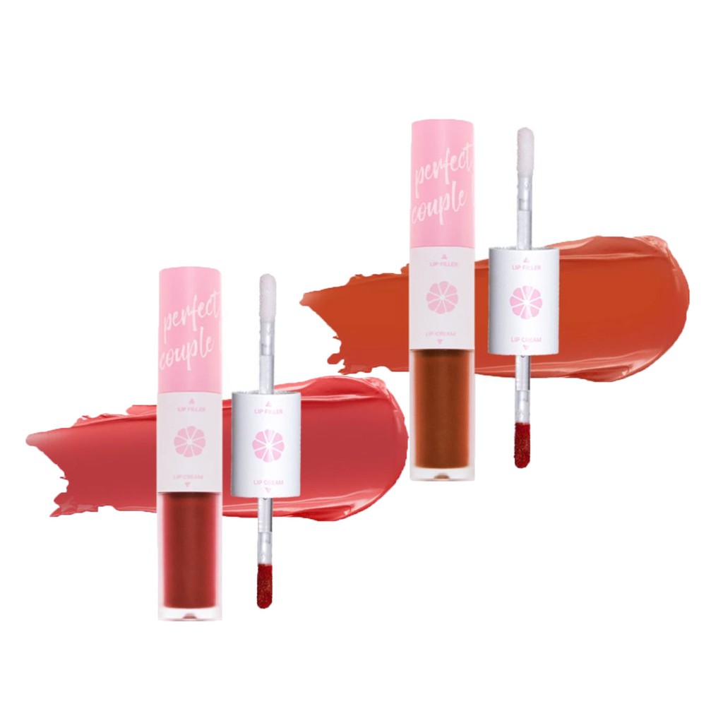 Son Kem Lì 2 Đầu Lip Filler Lemonade Perfect Couple Lip Màu 03 Salt - Màu  Cam  Đỏ  Đất