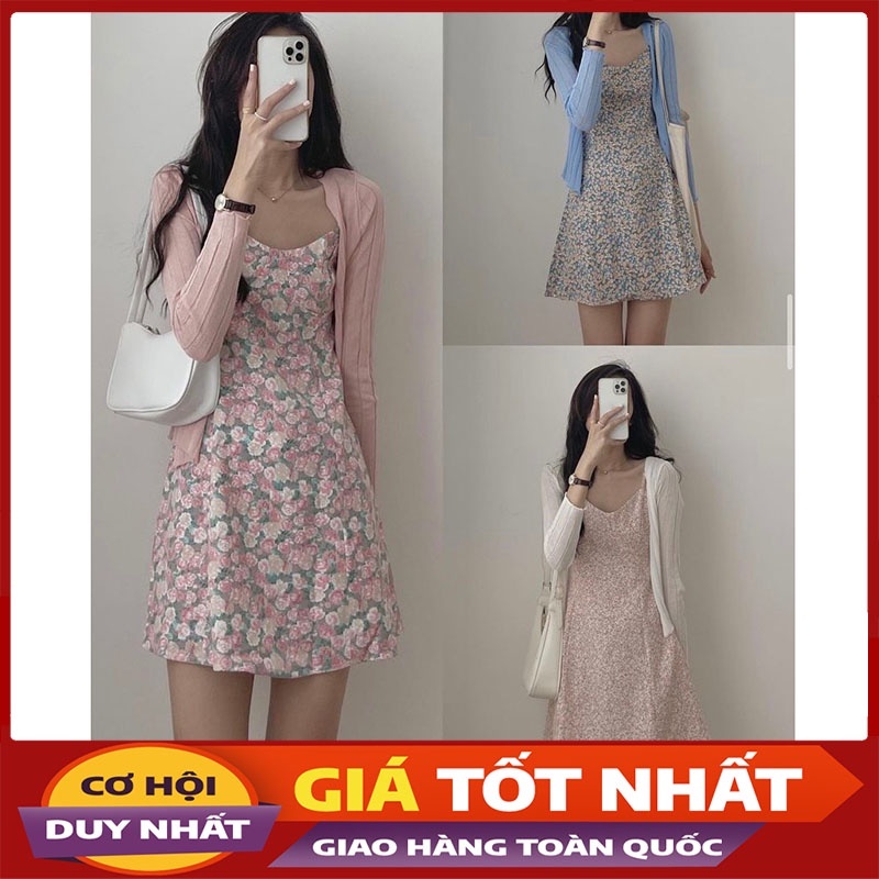 Váy 2 Dây Hoa Nhí Dáng Xòe Hàng Quảng Châu M352-Violet