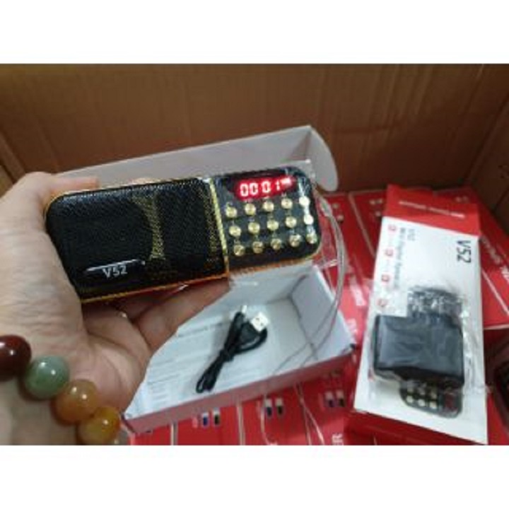Đài Radio Siêu Nhỏ V52 - Bắt Đài Fm.Chạy Thẻ Nhớ.USB.Hỗ Trợ Học Tiếng Anh.Nghe Nhạc Mp3.