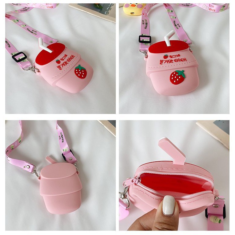 Túi đeo chéo trẻ em cao su dẻo hình Bánh Donut - trà sửa - sinh tố VN145 Shalla