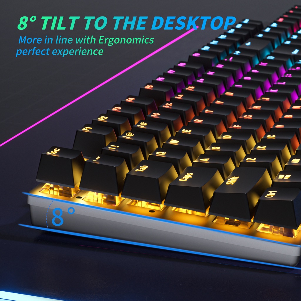 ZIFRIEND KA101 Bàn phím chơi game có dây RGB Bàn phím cơ có đèn nền USB 104 phím Office Gamer