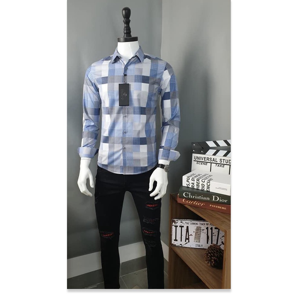 ÁO SƠ MI NAM PHỐI SỌC CARO HHP ẢNH THẬT Y HÌNH