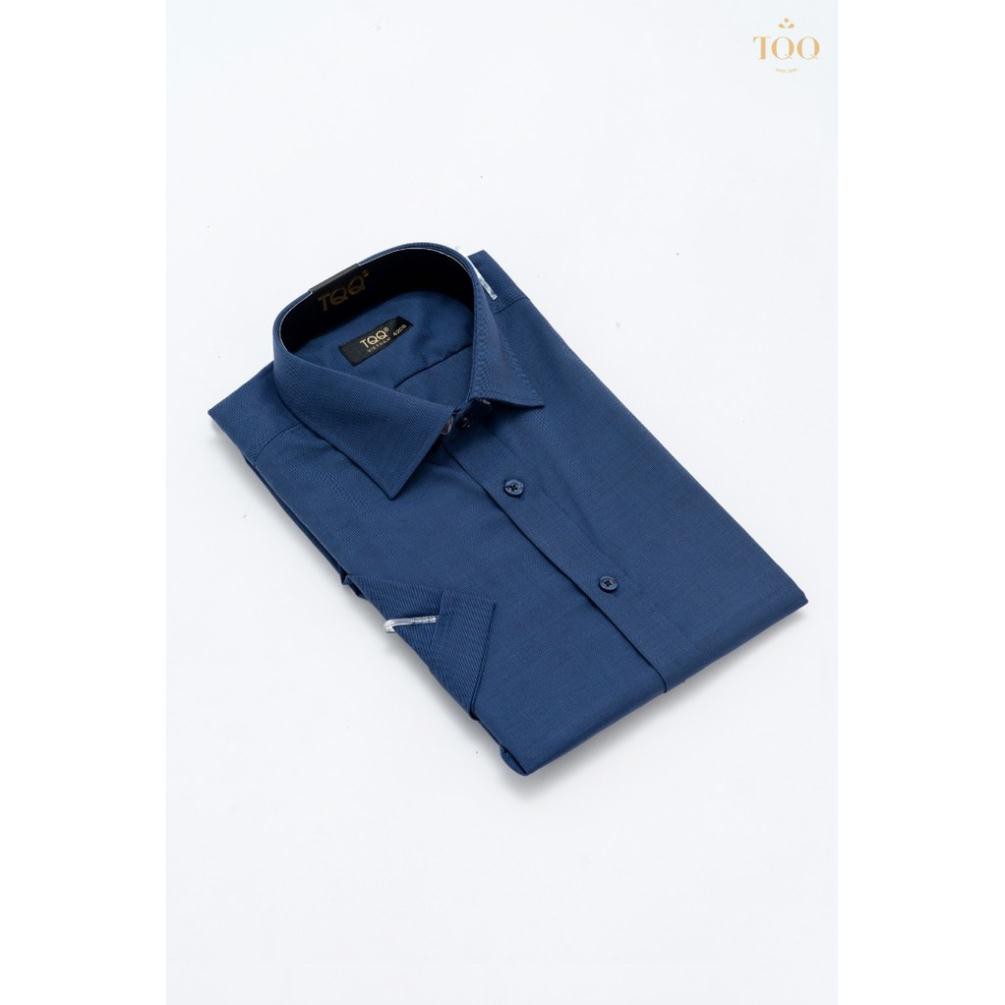 Áo sơ mi ngắn tay TQQ YH90CB màu xanh tím than vân chìm nam tính lịch thiệp chất vải mịn mát