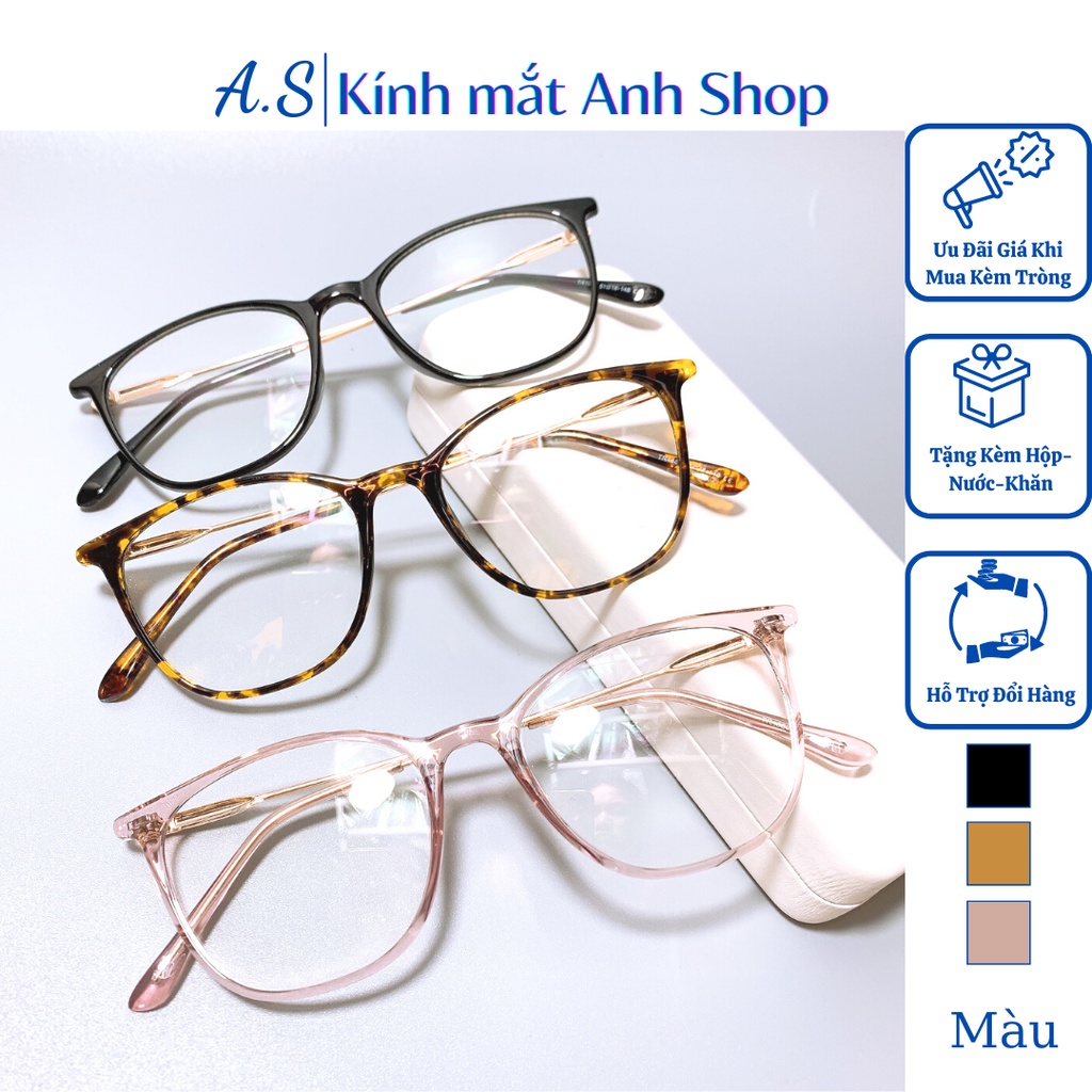 Gọng kính cận bầu thời trang chất liệu nhựa kết hợp kim loại 1889