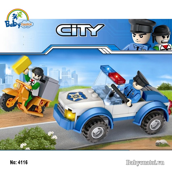 Bộ đồ chơi xếp hình cao cấp xe cảnh sát BBT GLOBAL CGBX4116