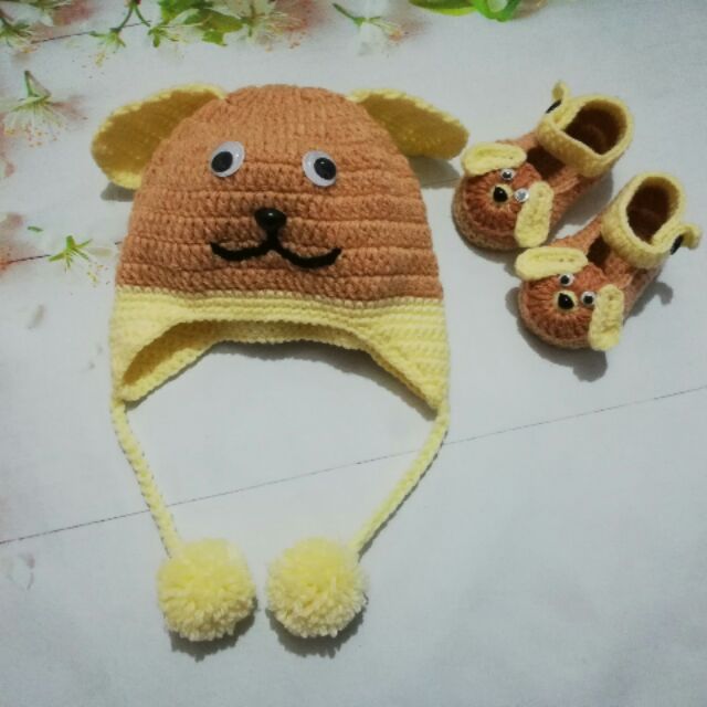 SET NÓN VÀ GIÀY CHO BÉ HÌNH CON CHÓ (cho bé tuổi Tuất)