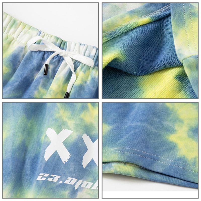 Quần short AOKANG họa tiết màu nhuộm phong cách Hong Kong thời trang cho nam