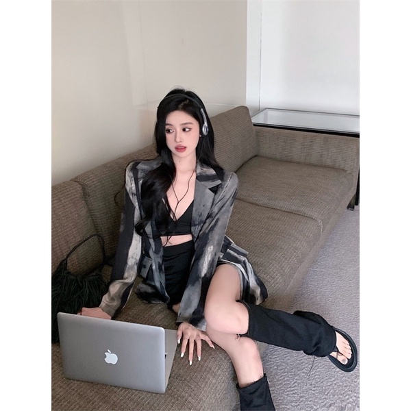 TKLIHN Áo khoác Blazer sơ mi Ulzzang loang màu HOT FASHIONITA 2022