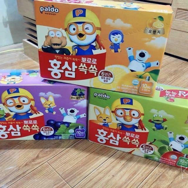 Nước Hồng Sâm Trẻ Em Paldo Hàn Quốc vị cam, Hộp 10 gói