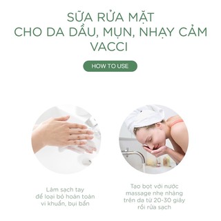 Sữa rửa mặt cho da dầu, mụn, tinh chất Trà Xanh Vacci