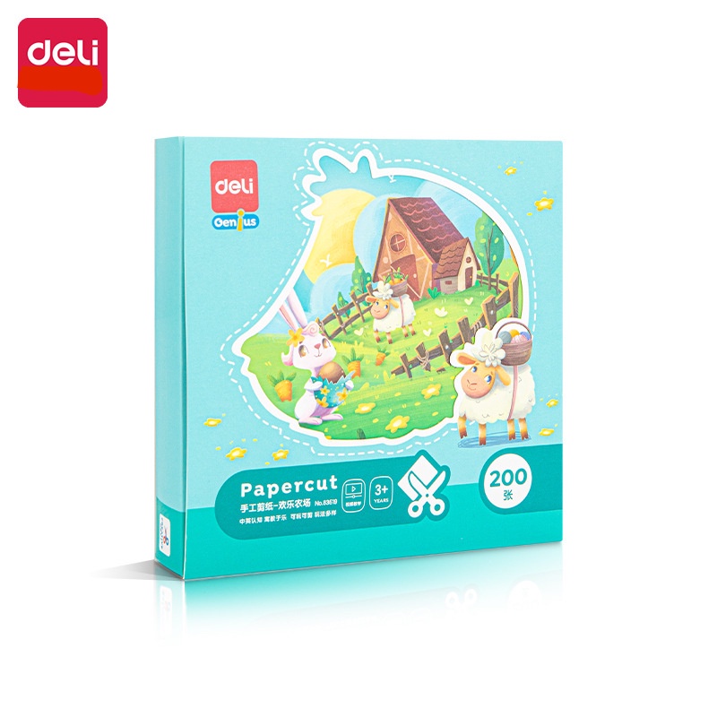 Bộ dụng cụ thủ công Deli gồm kéo và 200 tờ giấy thủ công - 83619/83620