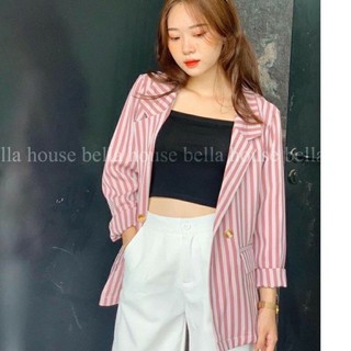 Sc123 Áo vest nữ form rộng kẻ sọc , áo khoác blazer kẻ sọc phong cách hàng quốc chất mịn đẹp