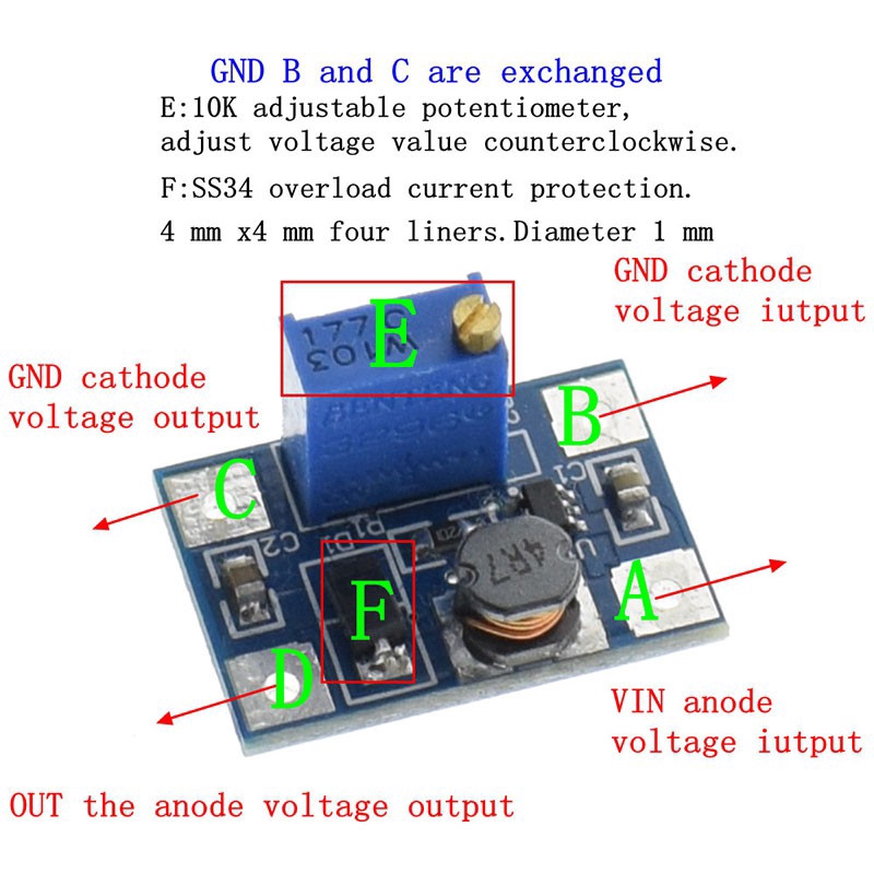 SX1308 DC-DC 2-24V đến 2-28V 2A Có thể điều chỉnh Step up Power Module Bộ chuyển đổi nâng cấp Step-up cho Kit DIY