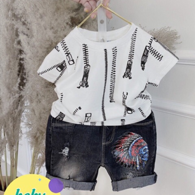 Set bộ quần bò áo phông cho bé trai
