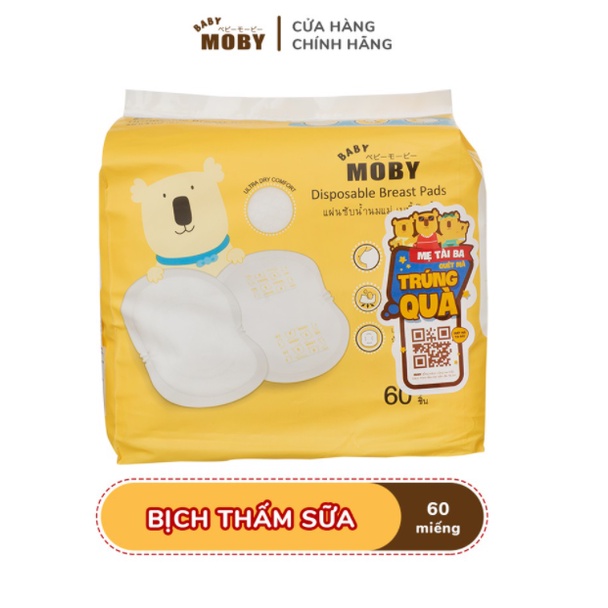 Bịch miếng thấm sữa Moby Baby thoáng khí (60 miếng/bịch)