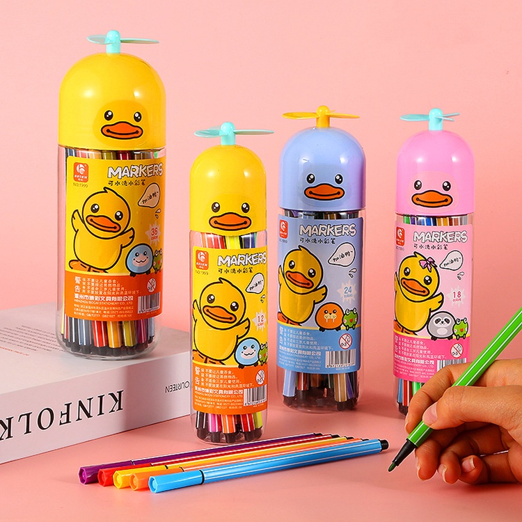 Bút lông màu, bút dạ hình chú vịt 24 cây cho bé sáng tạo