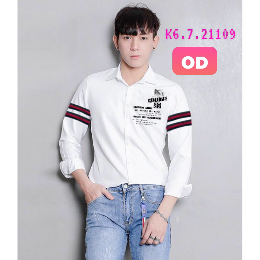 ÁO SƠ MI NAM NỮ DÀI TAY CẶP ĐÔI TRẮNG IN THÊU LOGO | BigBuy360 - bigbuy360.vn