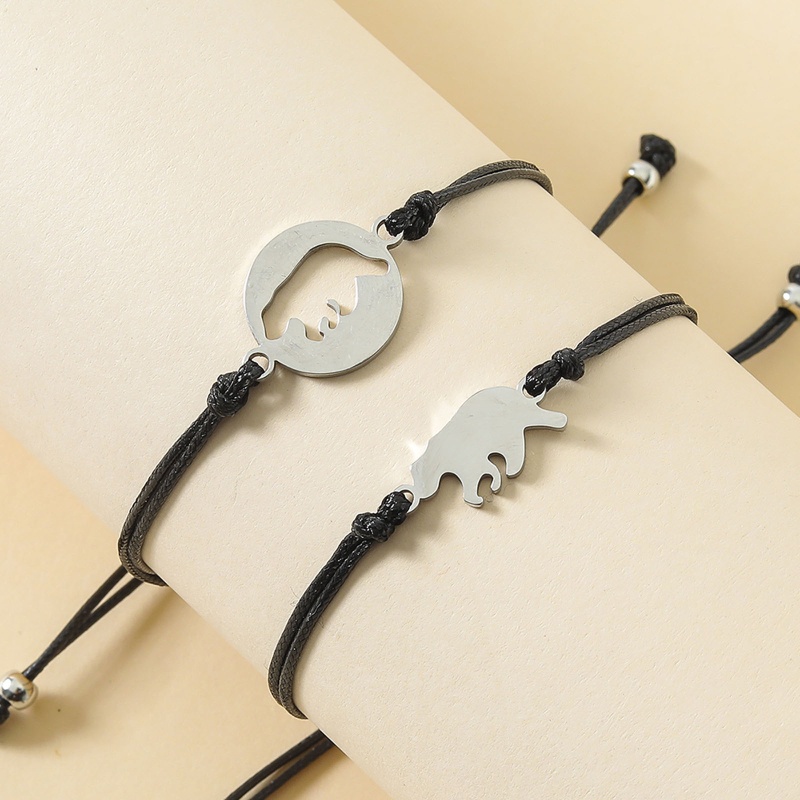 Bộ 2 Vòng Tay Bằng Thép Không Gỉ Thiết Kế Đục Lỗ Phong Cách Âu Mỹ