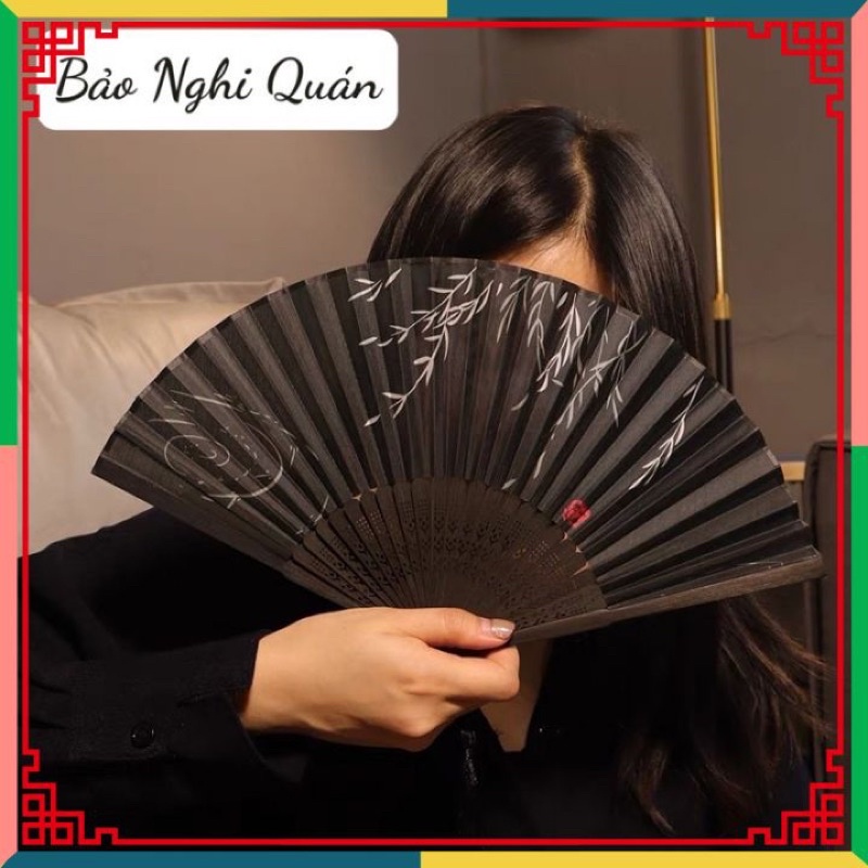 Quạt cổ trang hán phục - Quạt xếp cổ trang phong cách Trung Quốc Bảo Nghi Quán (Có clip,ảnh thật)
