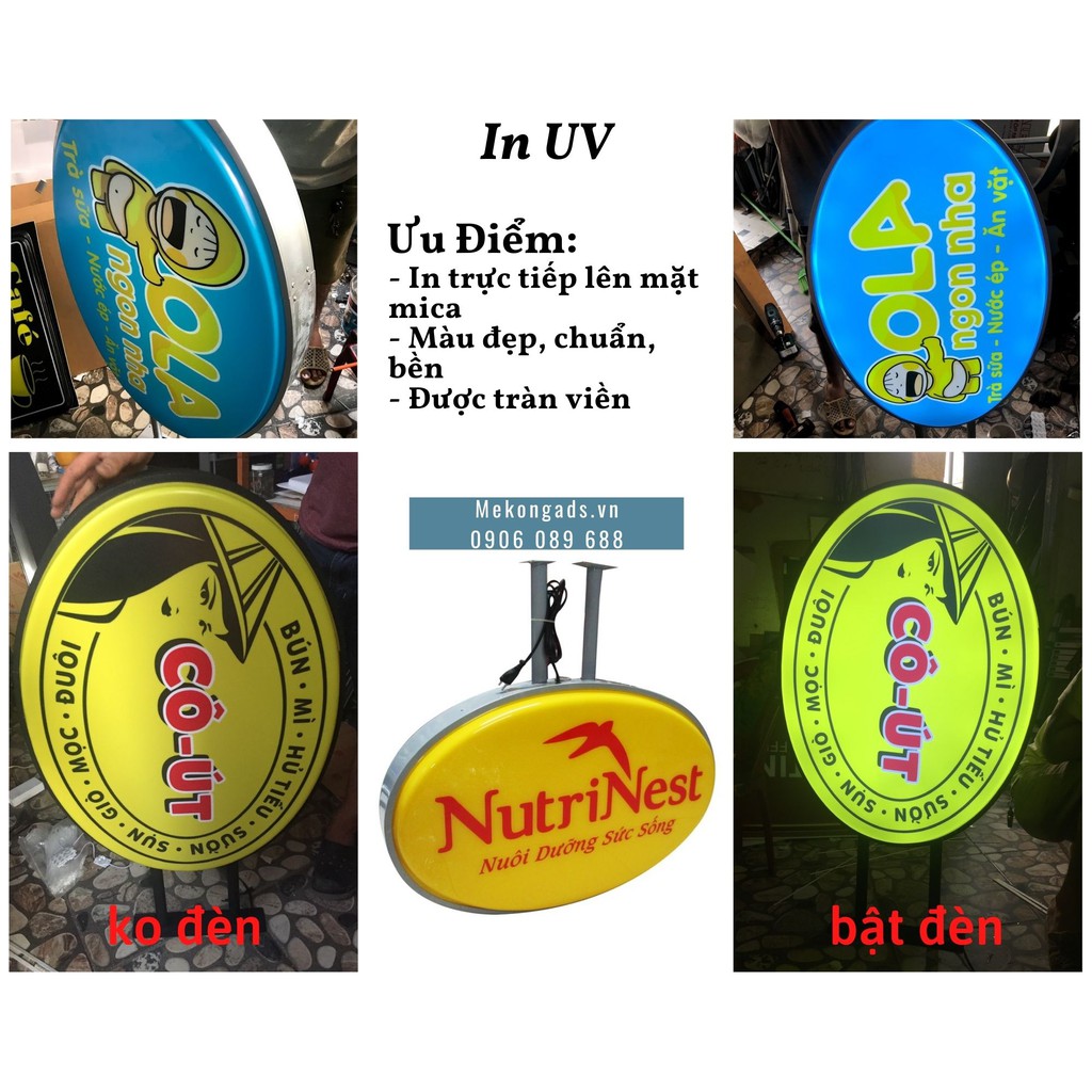 Hộp Đèn Quảng Cáo Ép Nổi Hình Elip / Oval