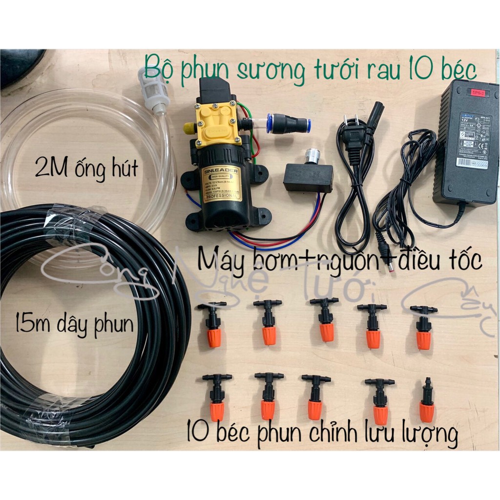 Bộ máy phun sương - bộ máy tưới rau 10 béc