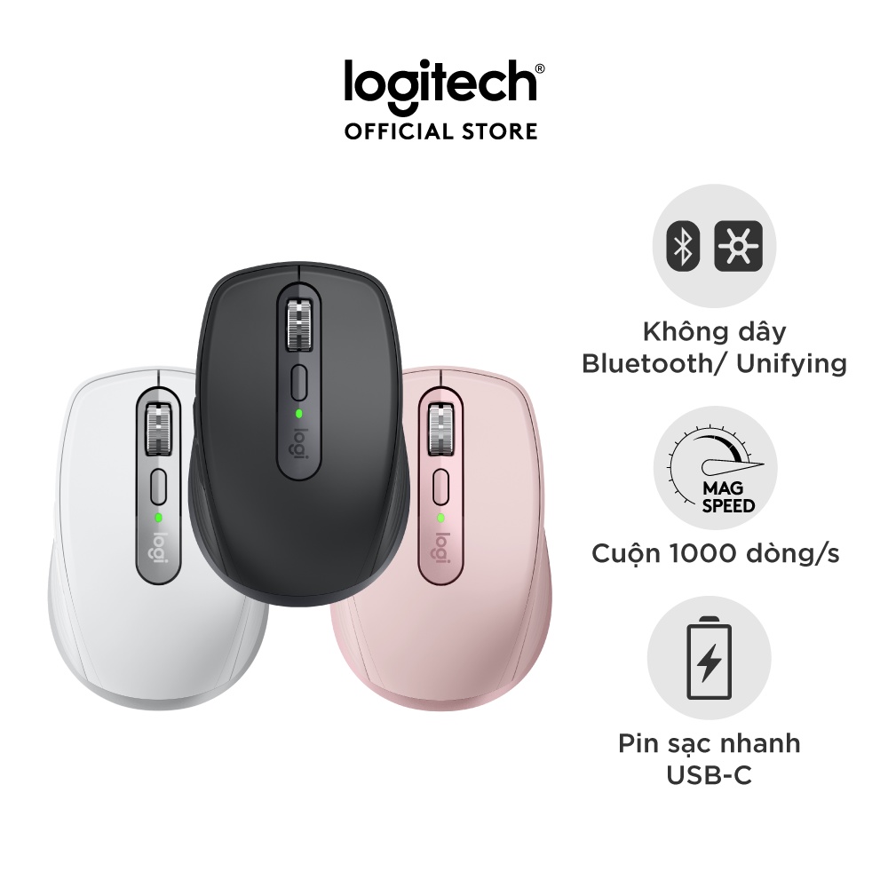 [ELLOGI12 giảm 5%]Chuột không dây bluetooth Logitech MX Anywhere 3 - Nhỏ gọn,có bản cho Mac, cuộn siêu nhanh, sạc nhanh