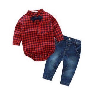 Set sơ mi - quần jean cho bé