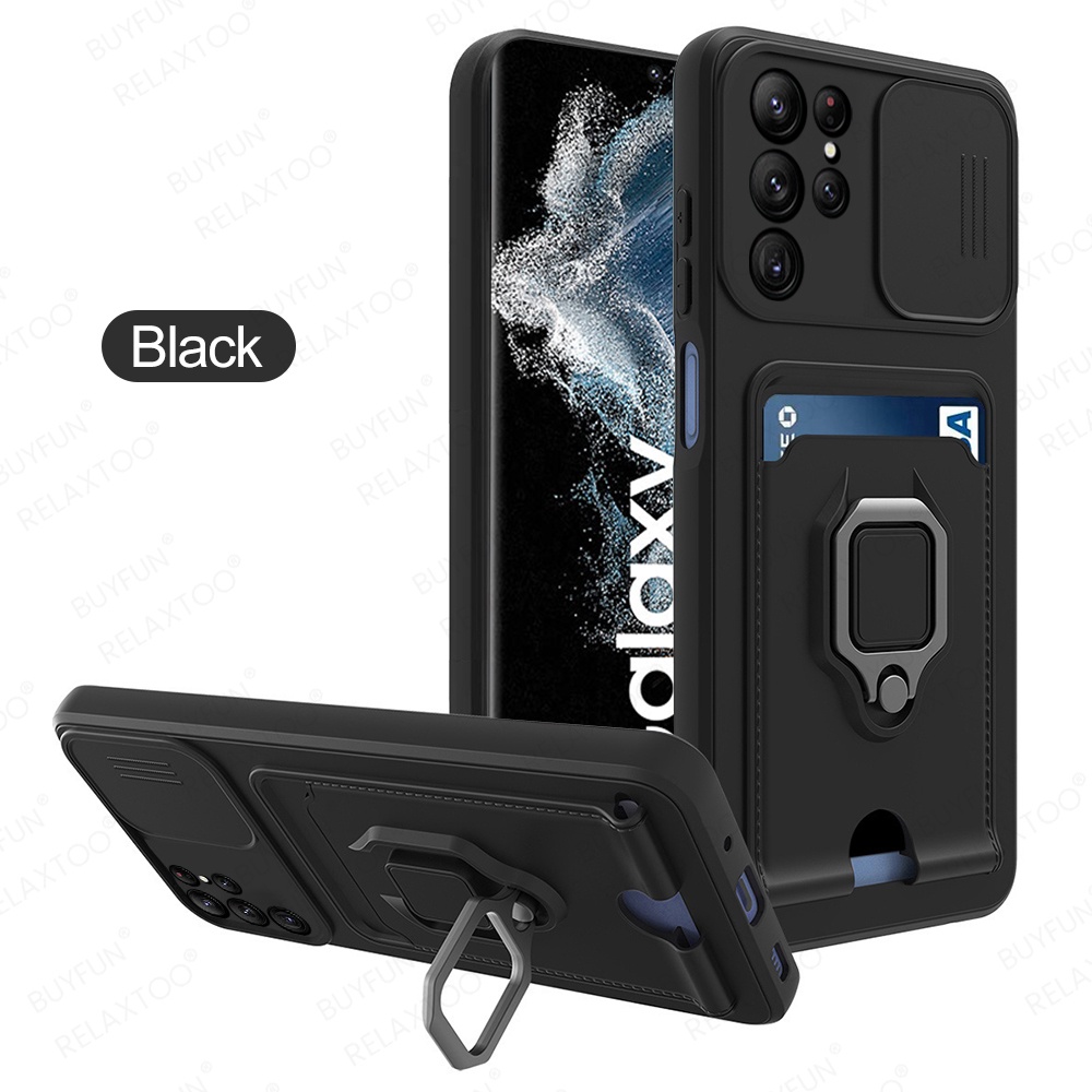 Ốp Điện Thoại Kèm Ngăn Đựng Thẻ Dạng Trượt Từ Tính Cho Samsung Galaxy S22 Ultra Samsun S22Ultra S 22 S22+