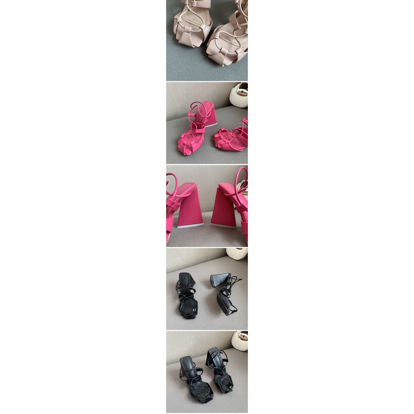 Giày Cao Gót Mũi Tròn Bằng Da 4.13 Inch Size 35-41 Thời Trang Cho Nữ