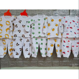 Set 5 Bộ nỉ cotton trắng cho bé