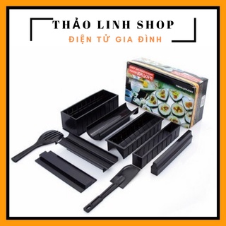 Dụng cụ làm sushi/kimbap 10 món bằng nhựa an toàn cho gia đình, làm siêu dễ